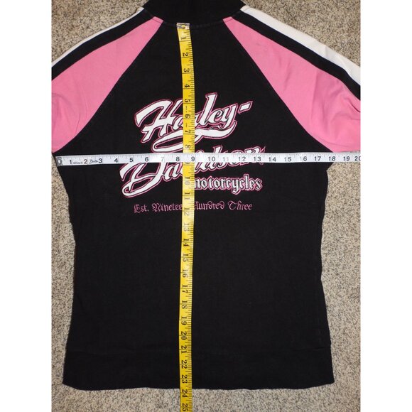 2008 Harley-Davidson Motorcycles Full Zip Fleece Pink Black Jacket Womens Medium - Picture 11 of 11